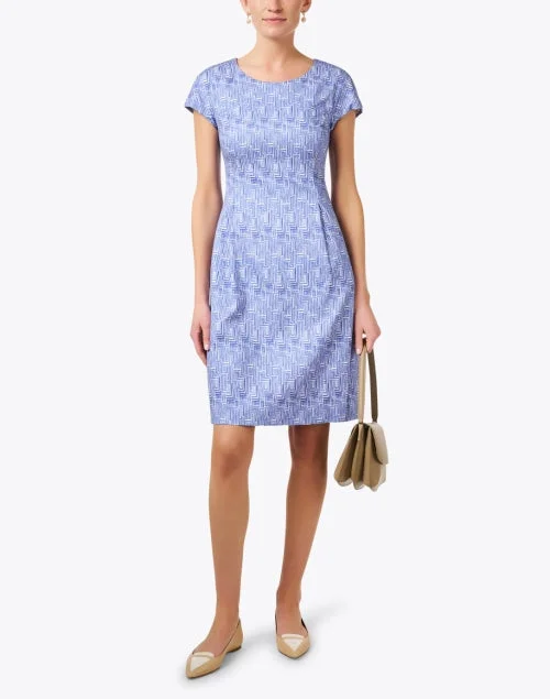 Blue and White Print Cotton Dress