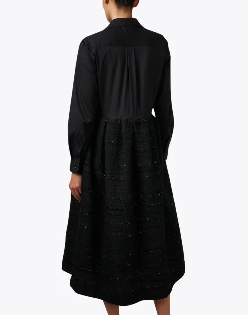 Elenat Black Poplin and Tweed Skirt Dress