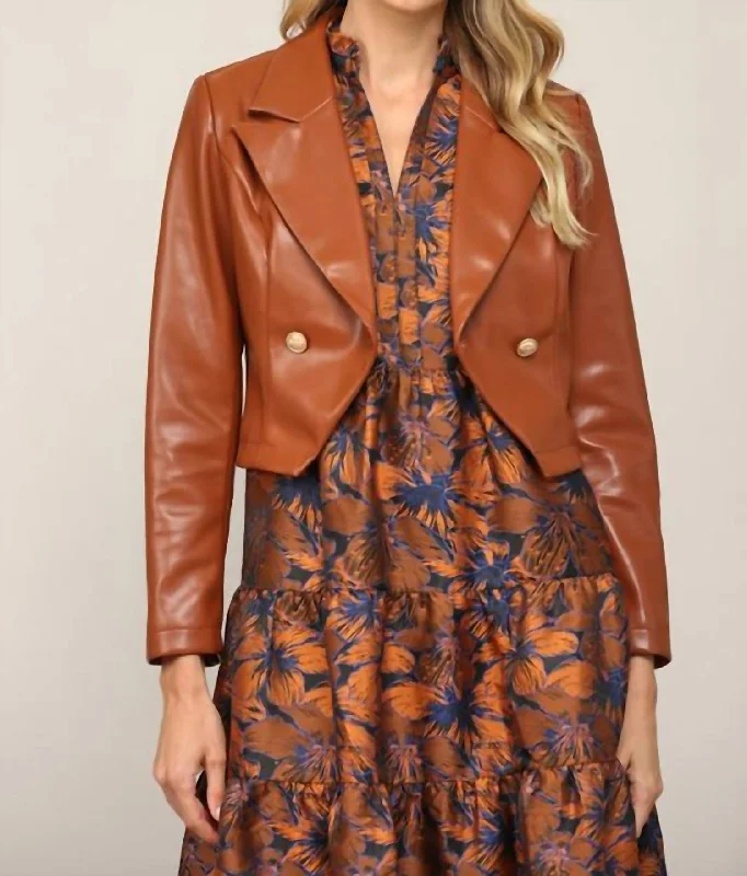 Iris Faux Leather Jacket In Brown