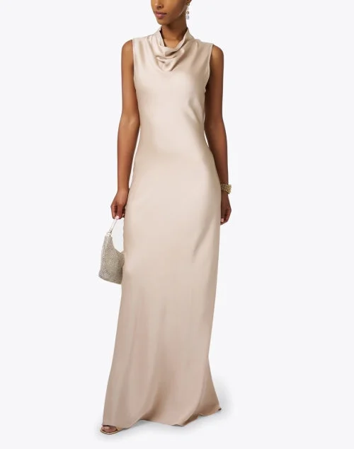 Kura Beige Satin Dress