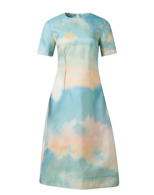 Multi Sky Print Silk Dress