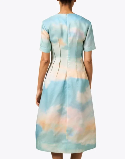 Multi Sky Print Silk Dress