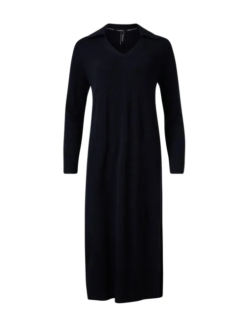 Navy Wool Cashmere Polo Dress