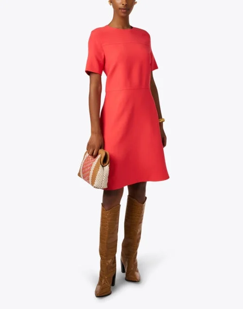 Poppy Red Wool Silk Sheath Dress