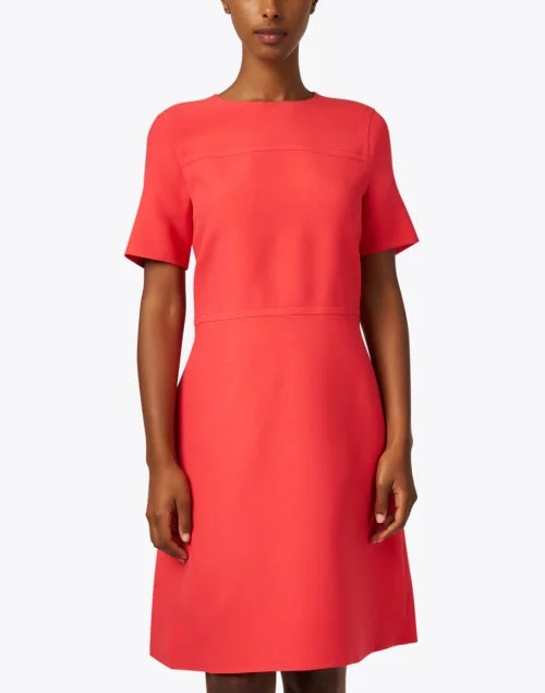 Poppy Red Wool Silk Sheath Dress