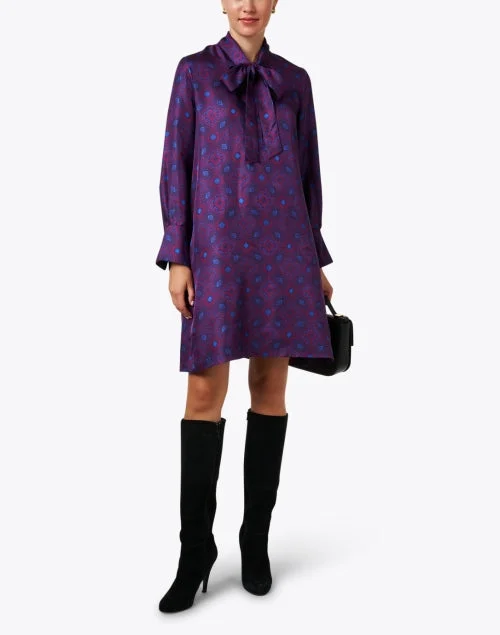 Purple Print Silk Dress