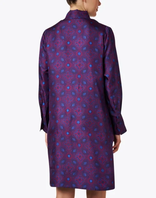 Purple Print Silk Dress