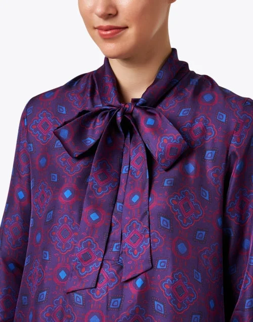 Purple Print Silk Dress