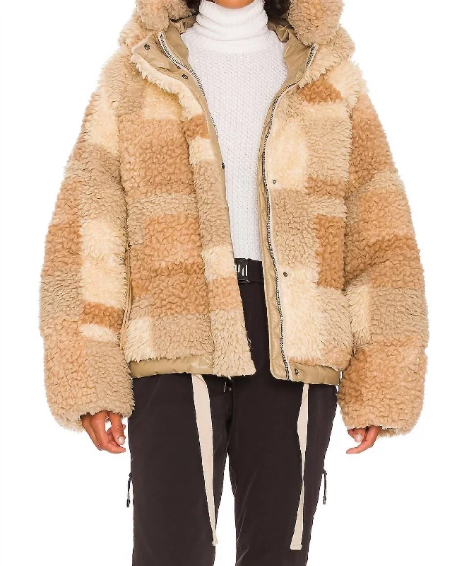 Sherpa Down Puffer Jacket In Natural Mix