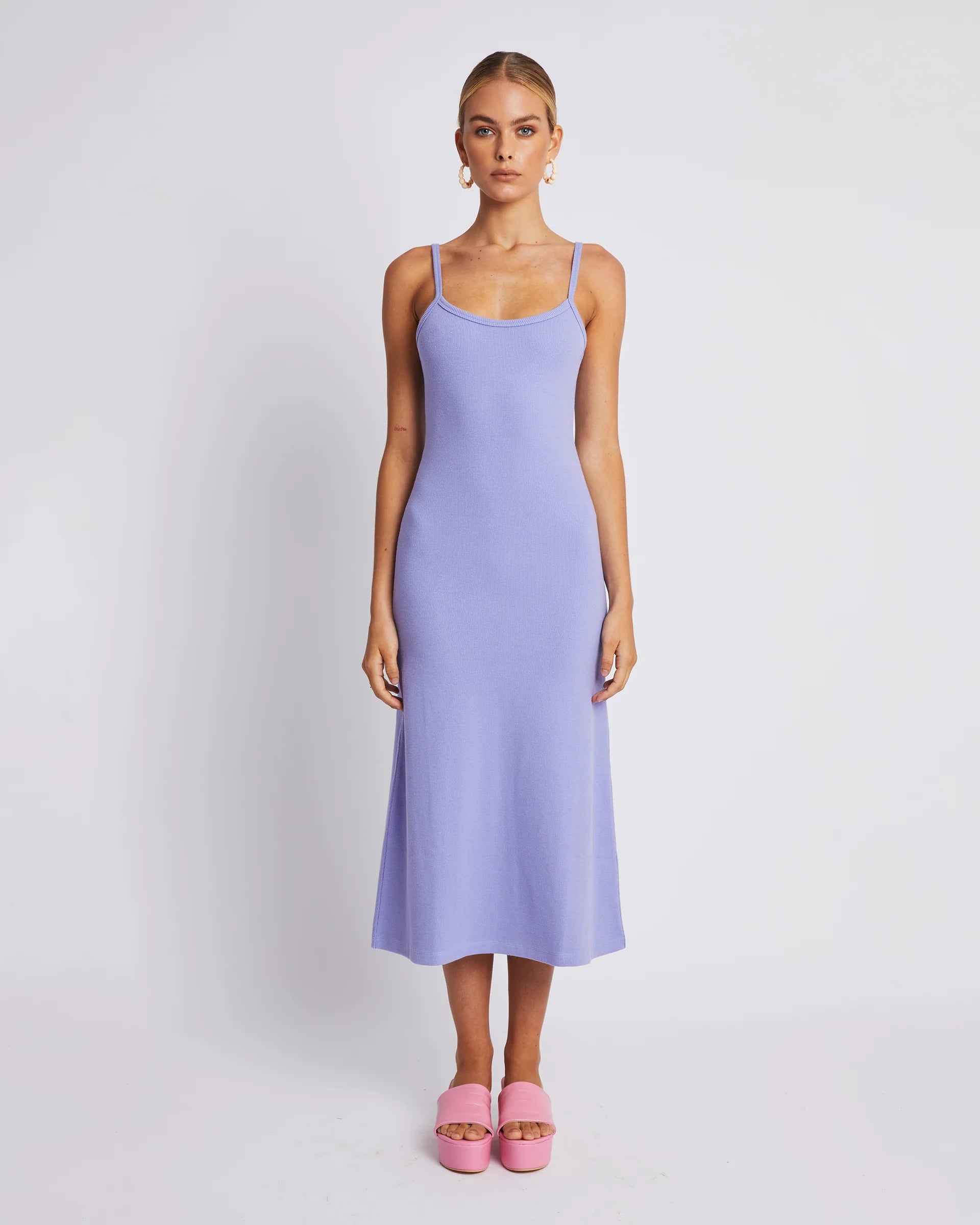 A LINE MIDI DRESS - LILAC