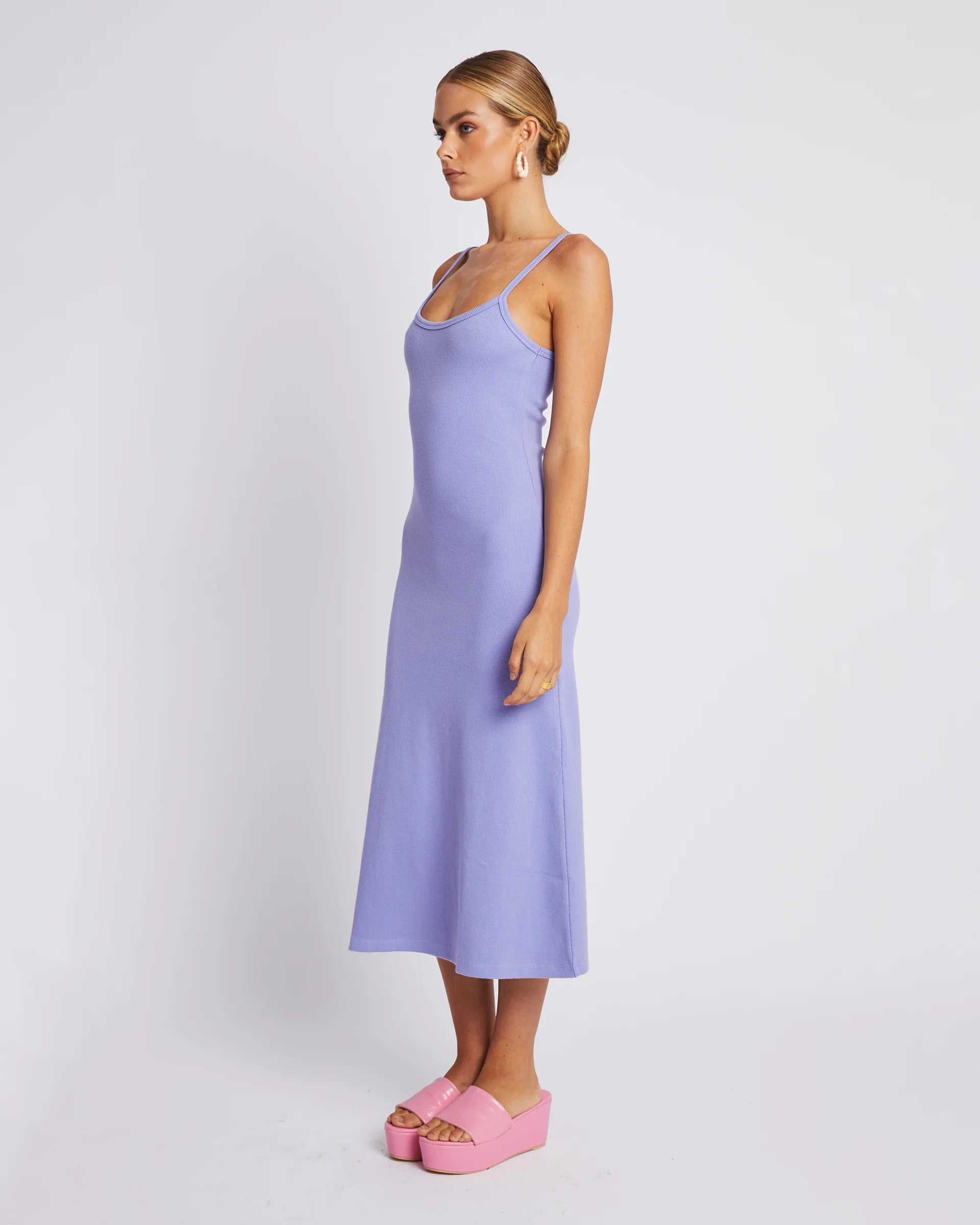 A LINE MIDI DRESS - LILAC