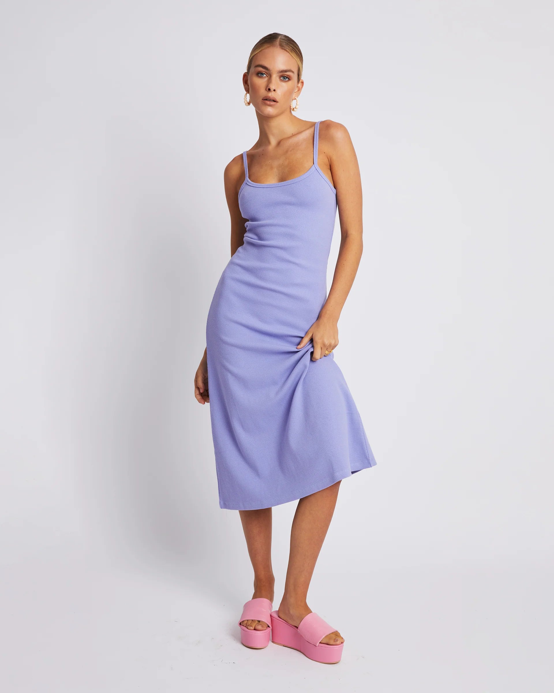 A LINE MIDI DRESS - LILAC