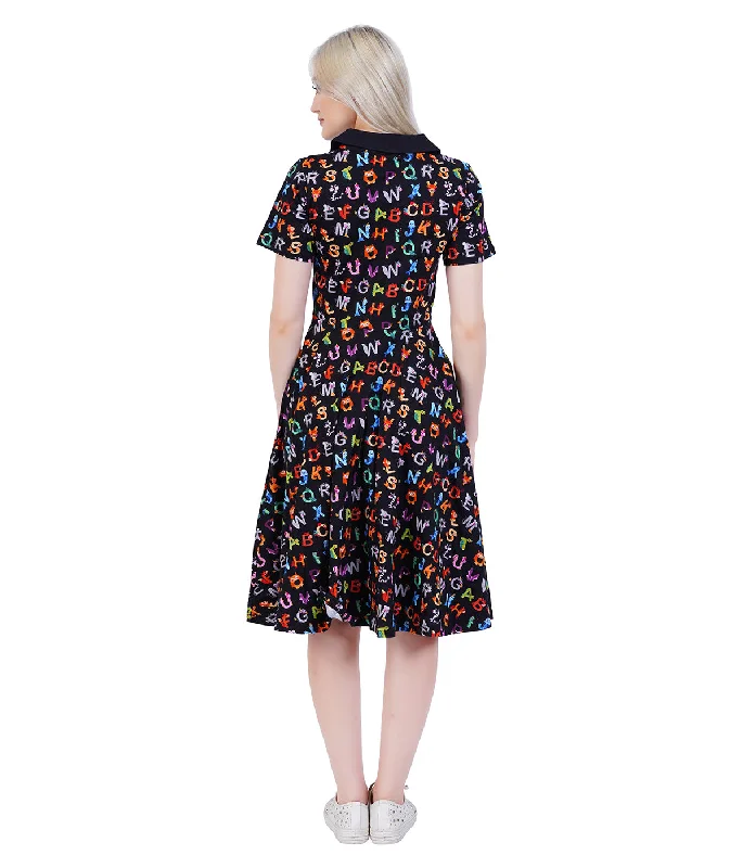 Animal Alphabet Collared Twirl Dress