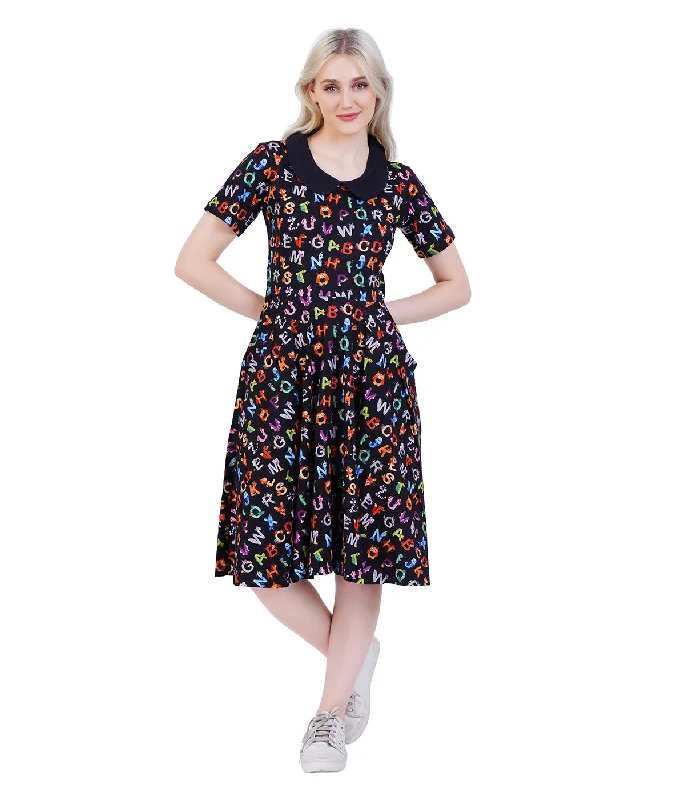 Animal Alphabet Collared Twirl Dress