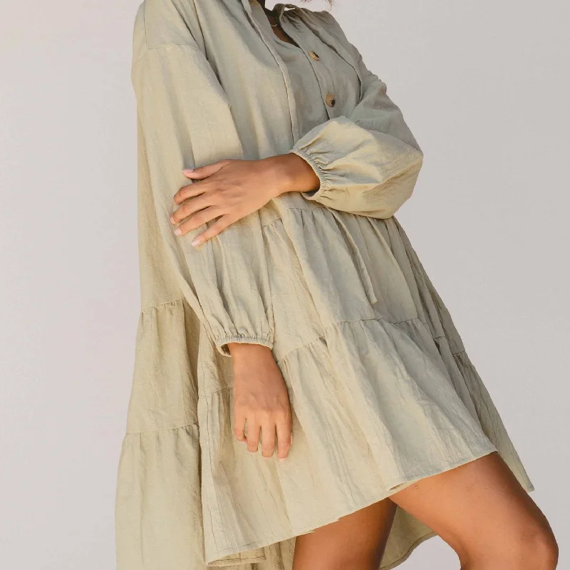 Avalon Smock Dress- Sage