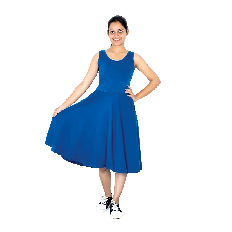 Azurite Sleeveless Twirl Dress