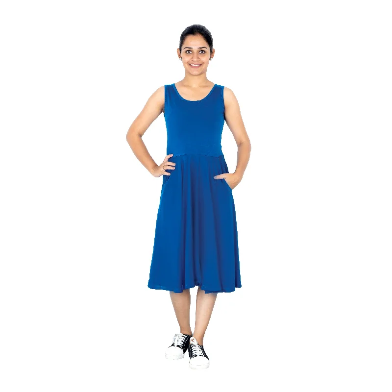 Azurite Sleeveless Twirl Dress