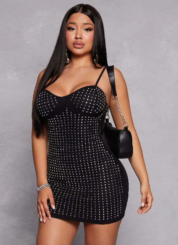 Rhinestone Bodycon Mini Dress