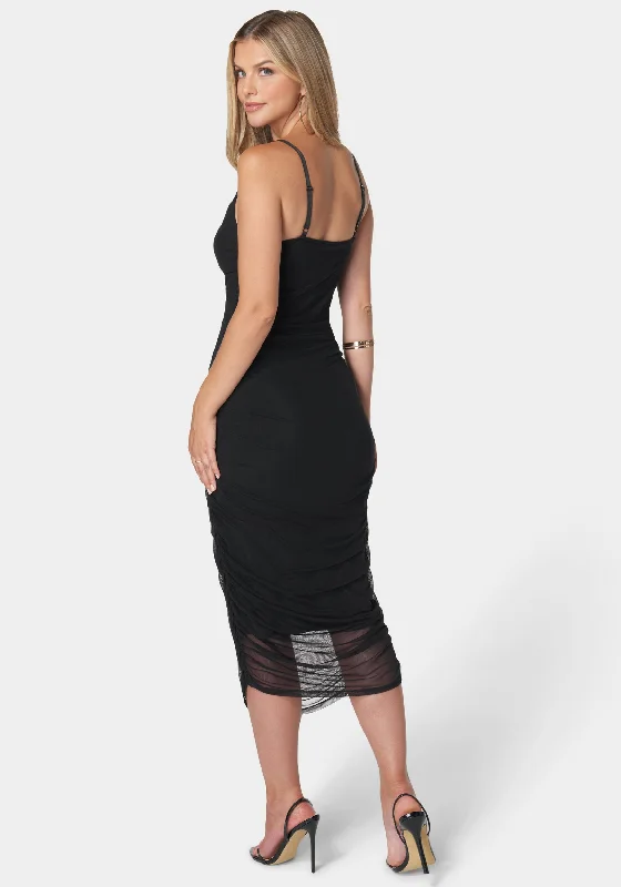 Emmaline Shirred Mesh Slip Dress