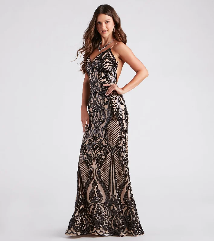 Emy Formal Sequin Low Back Long Dress