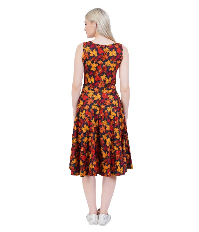 (Pre-order) Autumn Leaves Sleeveless Twirl Dress