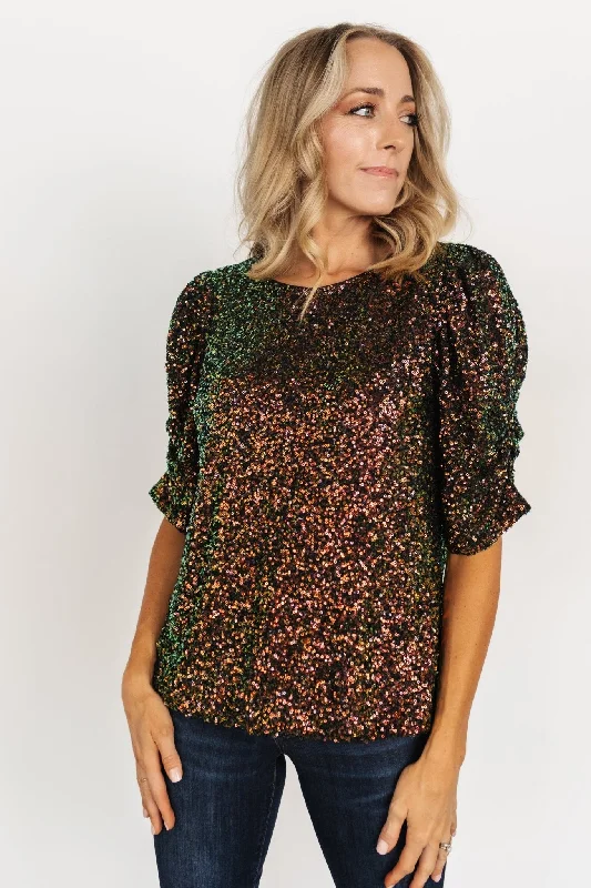 Joplin Sequin Top | Black Multi