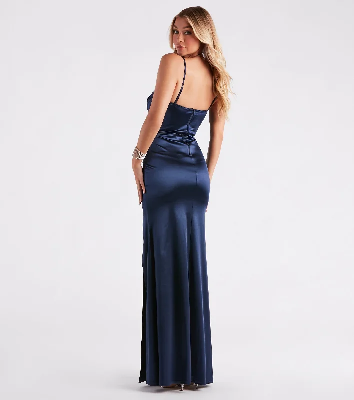 Jules Formal Satin Pleat Long Dress