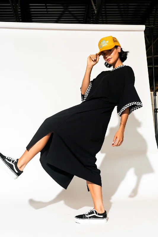 Frankie Dress in Black + Checkerboard *RESTOCKED*