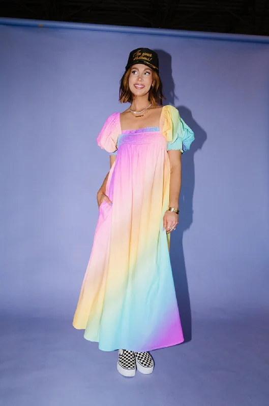 Palm Springs Smocked Dress in Rainbow Daydream