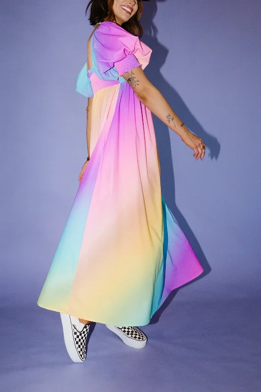 Palm Springs Smocked Dress in Rainbow Daydream