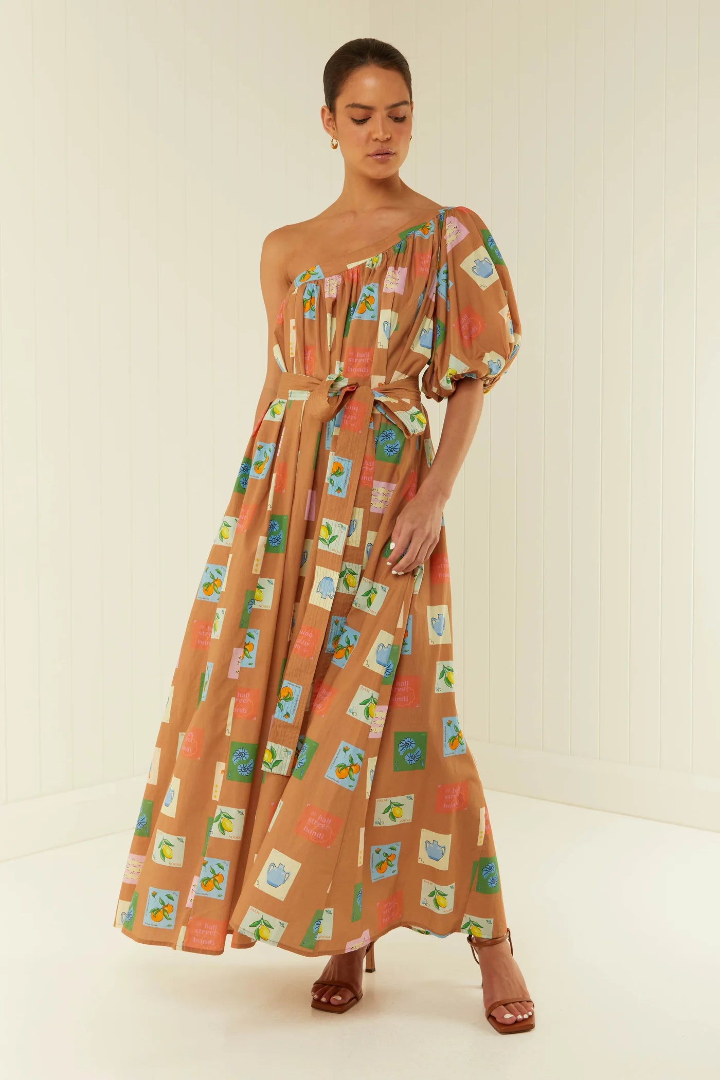 LOTUS MAXI DRESS- BROWN EMBLEM