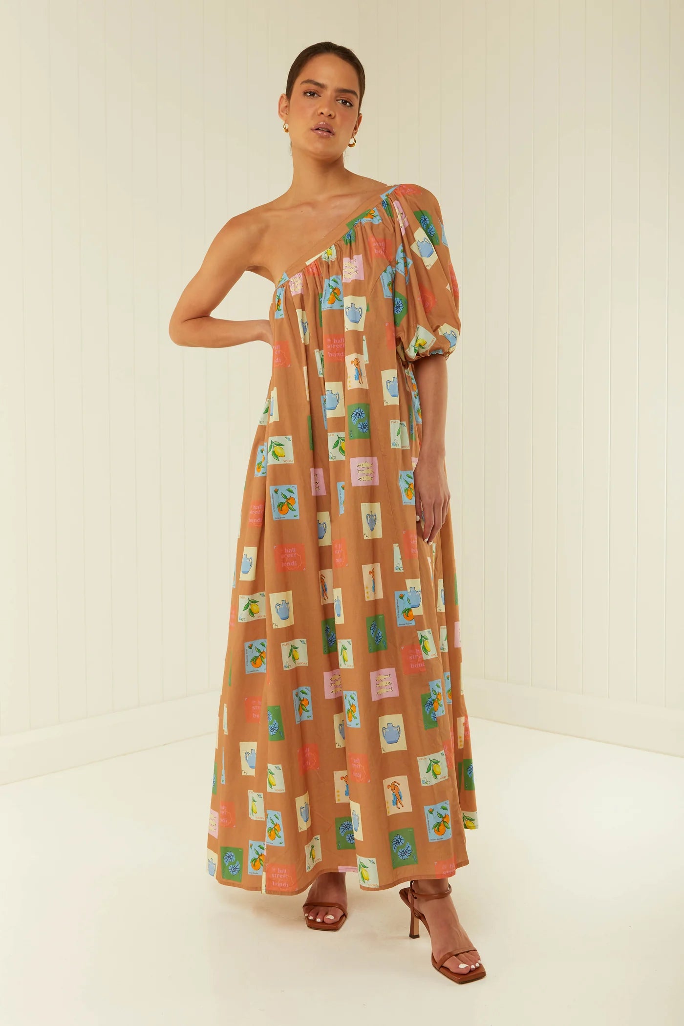 LOTUS MAXI DRESS- BROWN EMBLEM