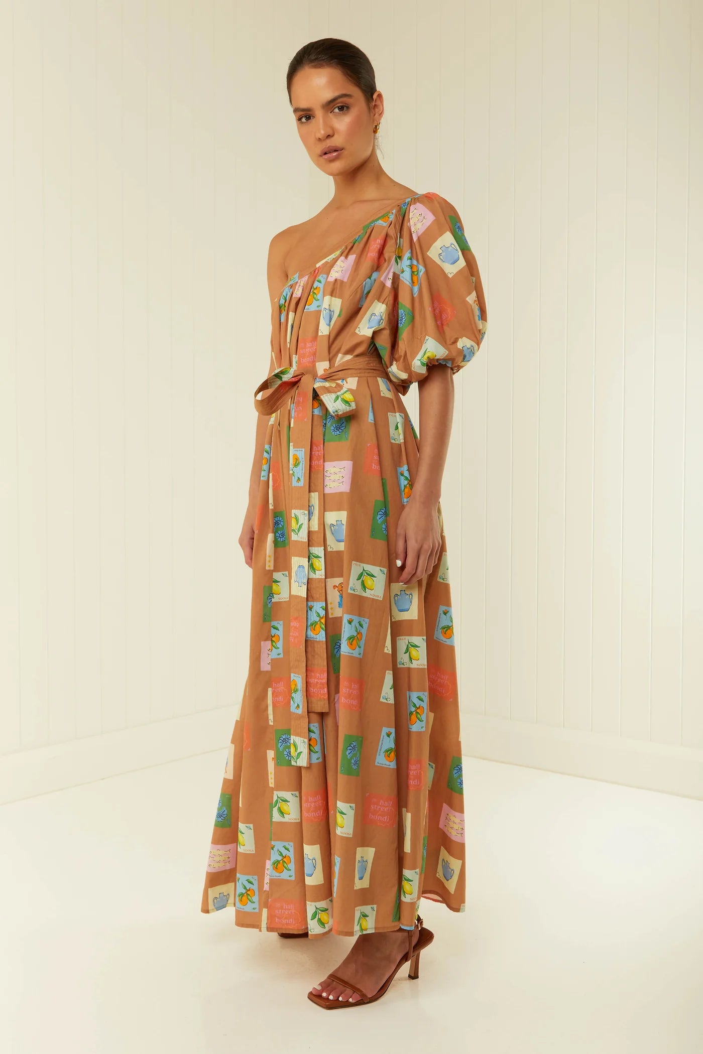 LOTUS MAXI DRESS- BROWN EMBLEM