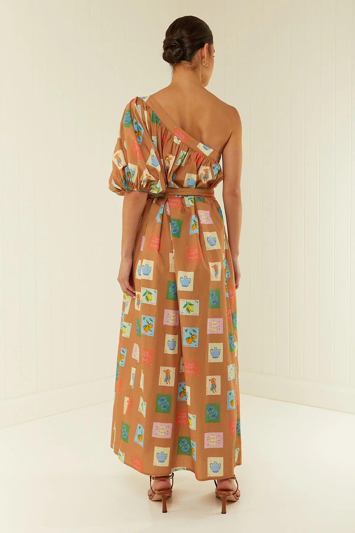 LOTUS MAXI DRESS- BROWN EMBLEM