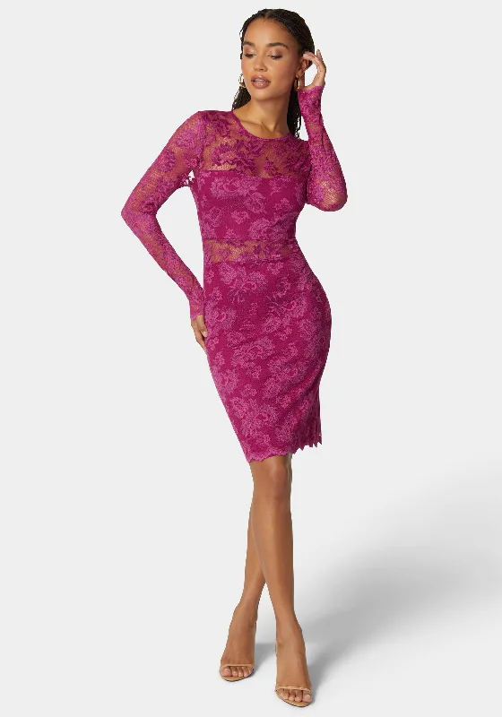 Marseille Lace Long Sleeve Illusion Dress