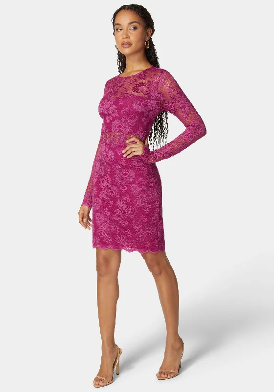 Marseille Lace Long Sleeve Illusion Dress