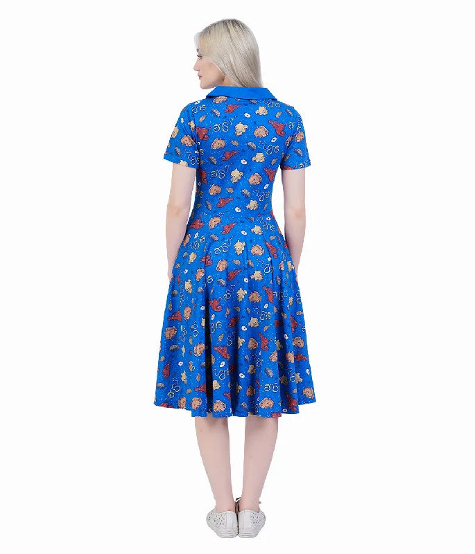 Ocean Creatures Collared Twirl Dress