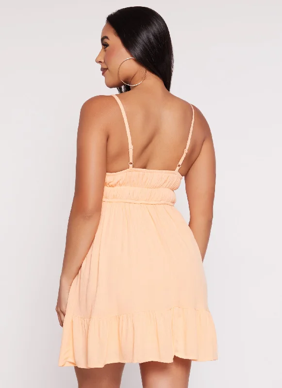 Crochet Detail Plunge Neck Sundress