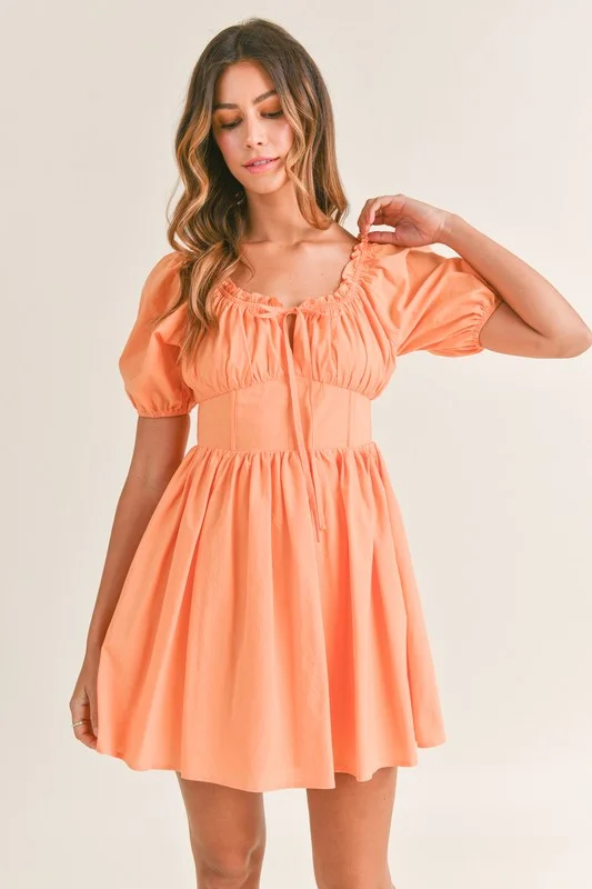 Poplin Mini Dress w/ Corset Detail