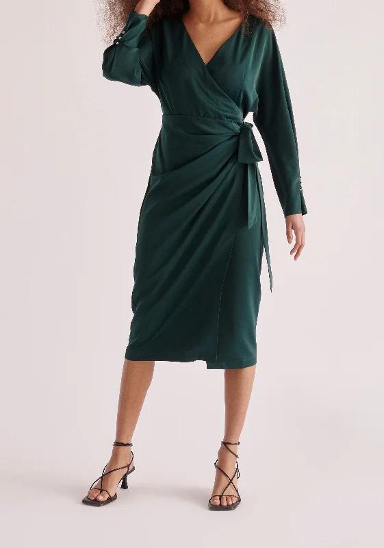 Satin Wrap Dress