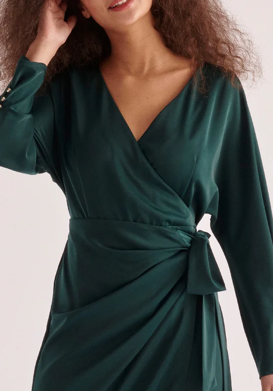 Satin Wrap Dress