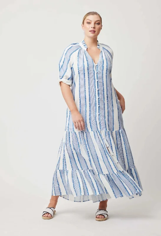 SCALA LINEN VISCOSE MAXI DRESS IN SORRENTO STRIPE