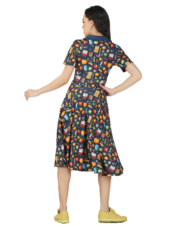 School Tools Collared Twirl Dress