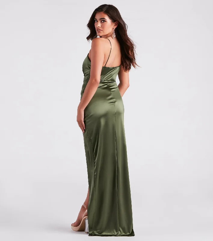 Serena High Slit Satin Formal Dress