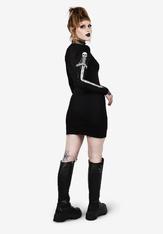 SKULTRO MOCK NECK BODYCON DRESS