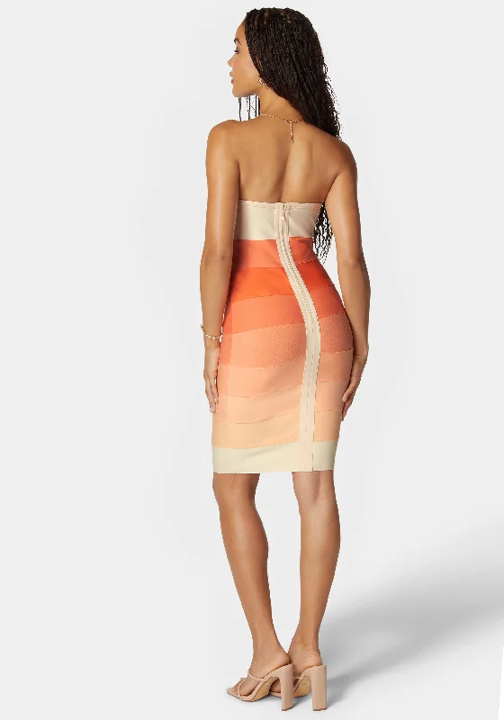 Strapless Colorblock Bandage Midi