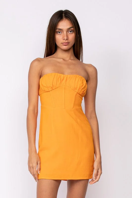 Strapless Ruched Mini Dress