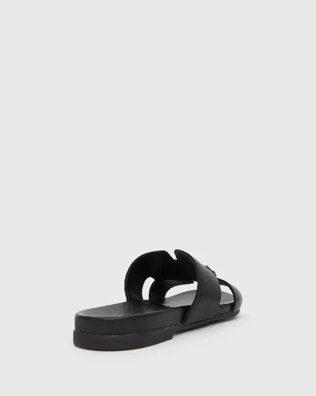 FOXY Buckle Leather Slide Sandals