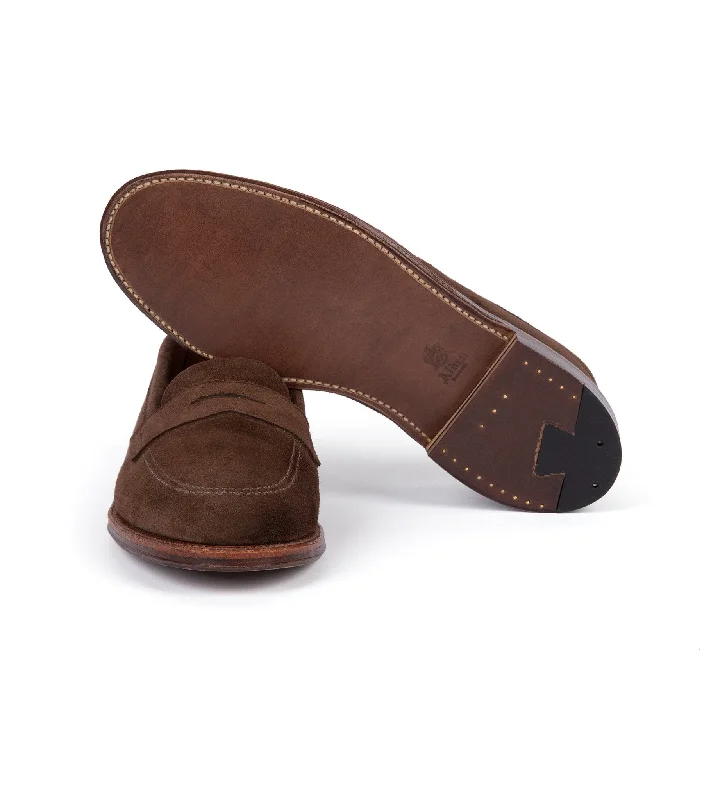 Alden Unlined Suede Penny Loafer: Dark Brown 5736F