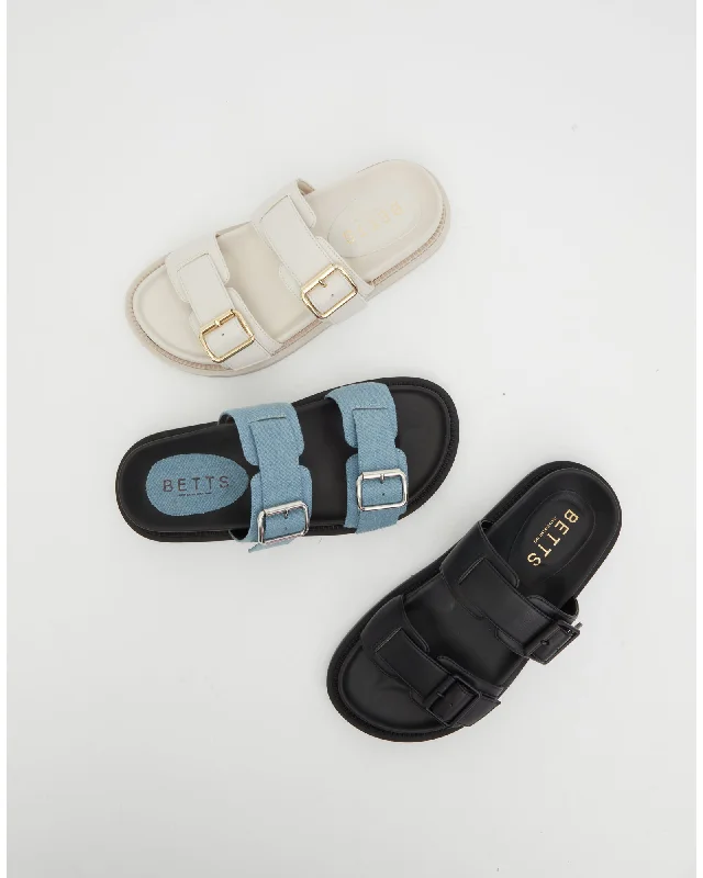 MIDTOWN Feature Buckle Footbed Slides